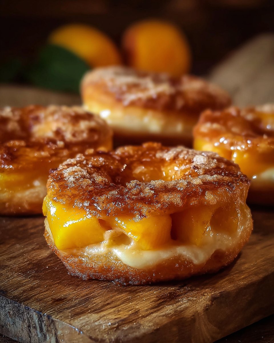 Classic Peach Cobbler Cheesecake Donuts