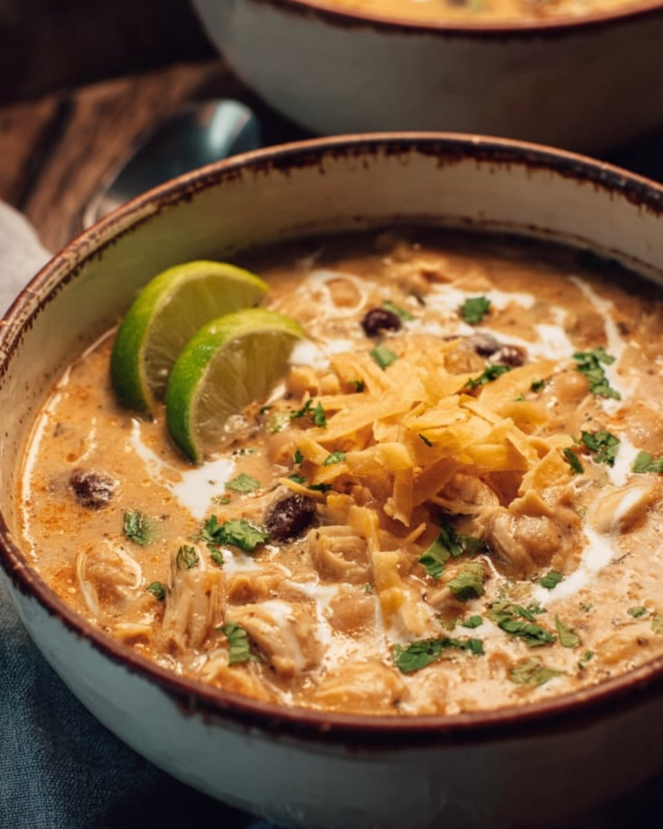 Crockpot White Chicken Chili with Cream Cheese