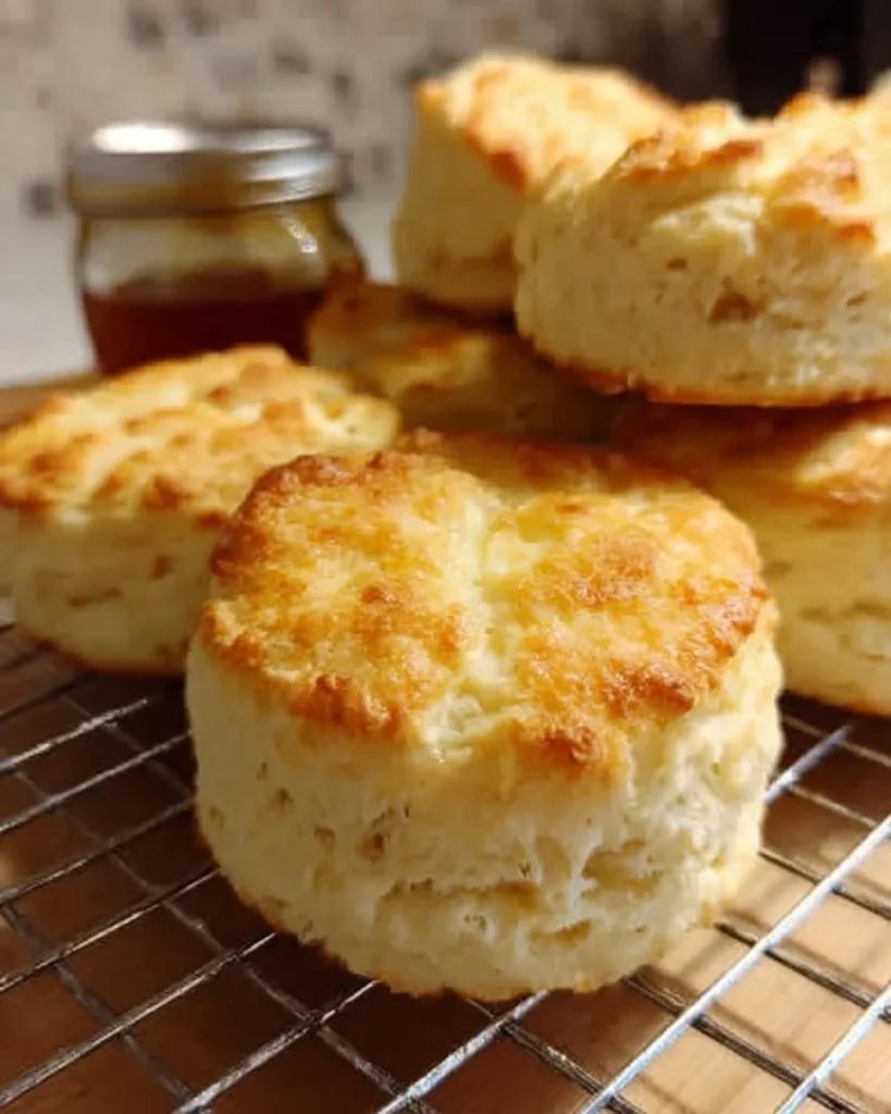 Freshly baked 3-ingredient buttermilk biscuits on a plate