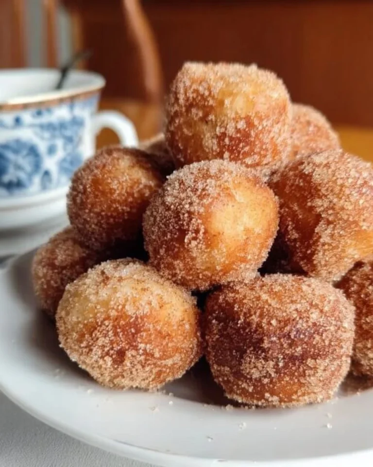 Delicious 3 ingredient cinnamon sugar donut holes on a plate