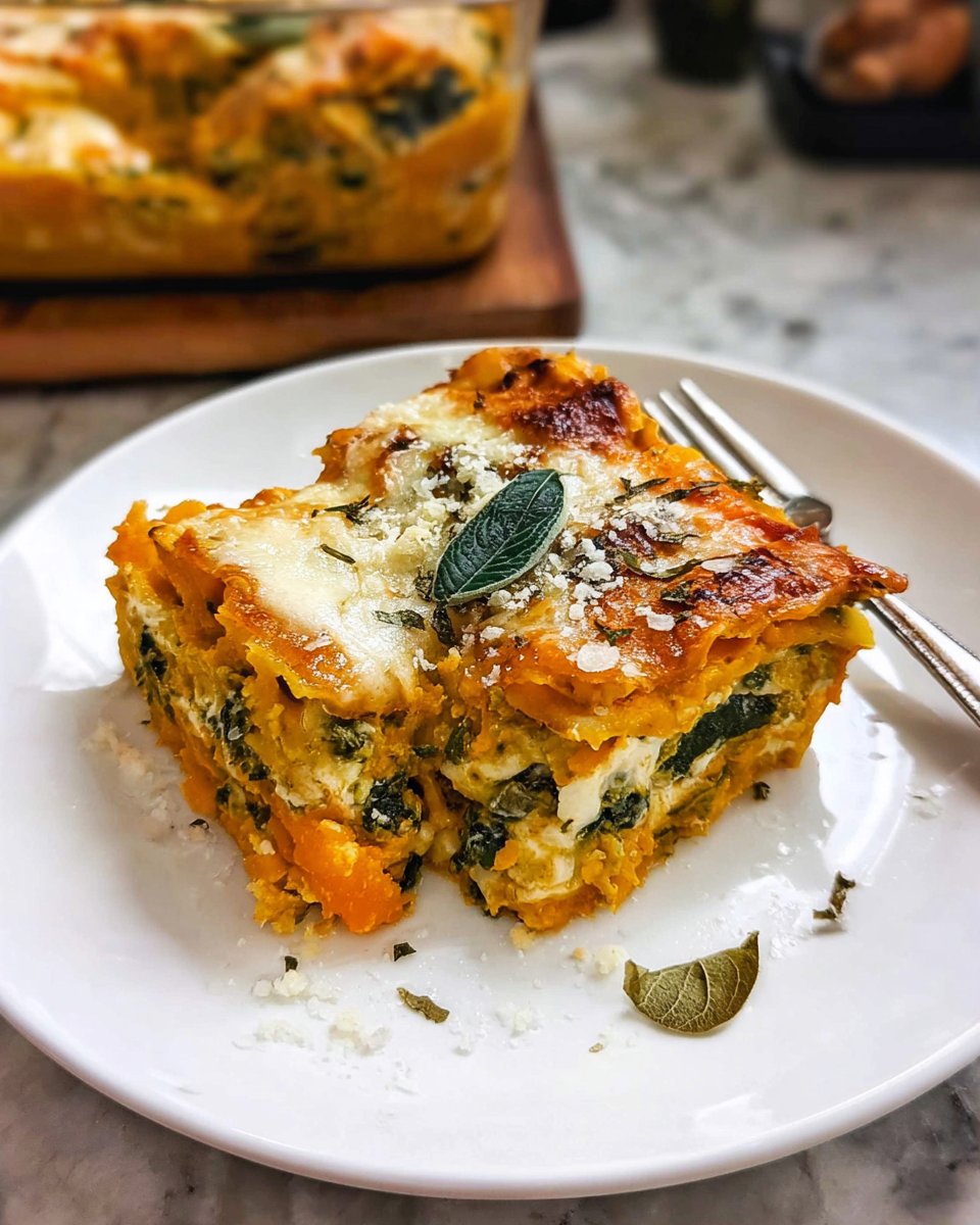 Vegetarian Pumpkin Spinach Lasagna