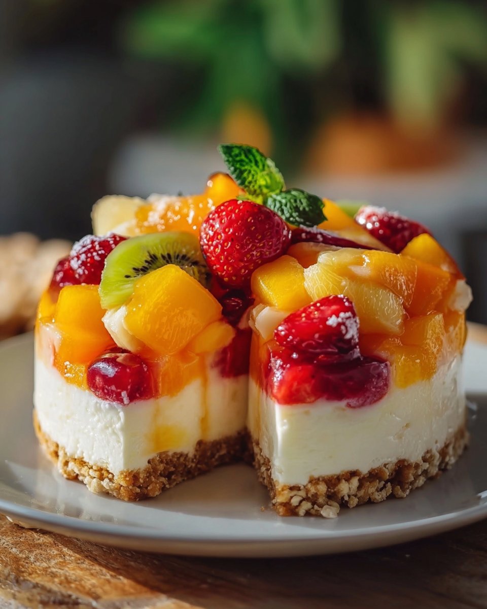 Tropical Fruit Salad Cheesecake