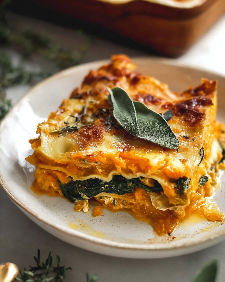 Vegetarian Pumpkin Spinach Lasagna