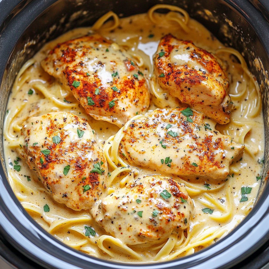 Slow Cooker Cajun Chicken Alfredo