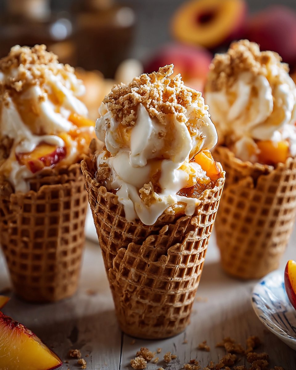 Peach Cobbler Cheesecake Cones: A Fun, Flavorful, and Portable Dessert Delight
