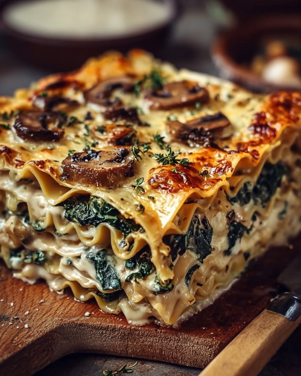 Creamy Spinach Mushroom Lasagna