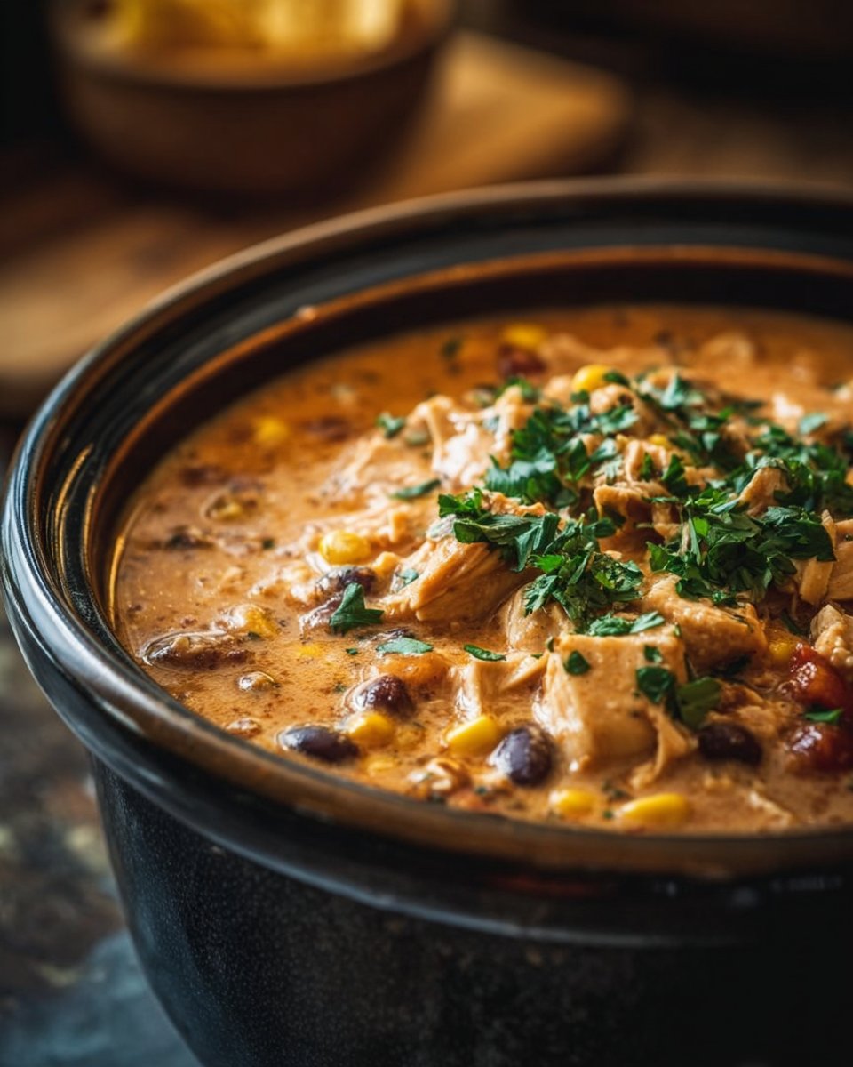 Crockpot Cream Cheese Chicken Chili