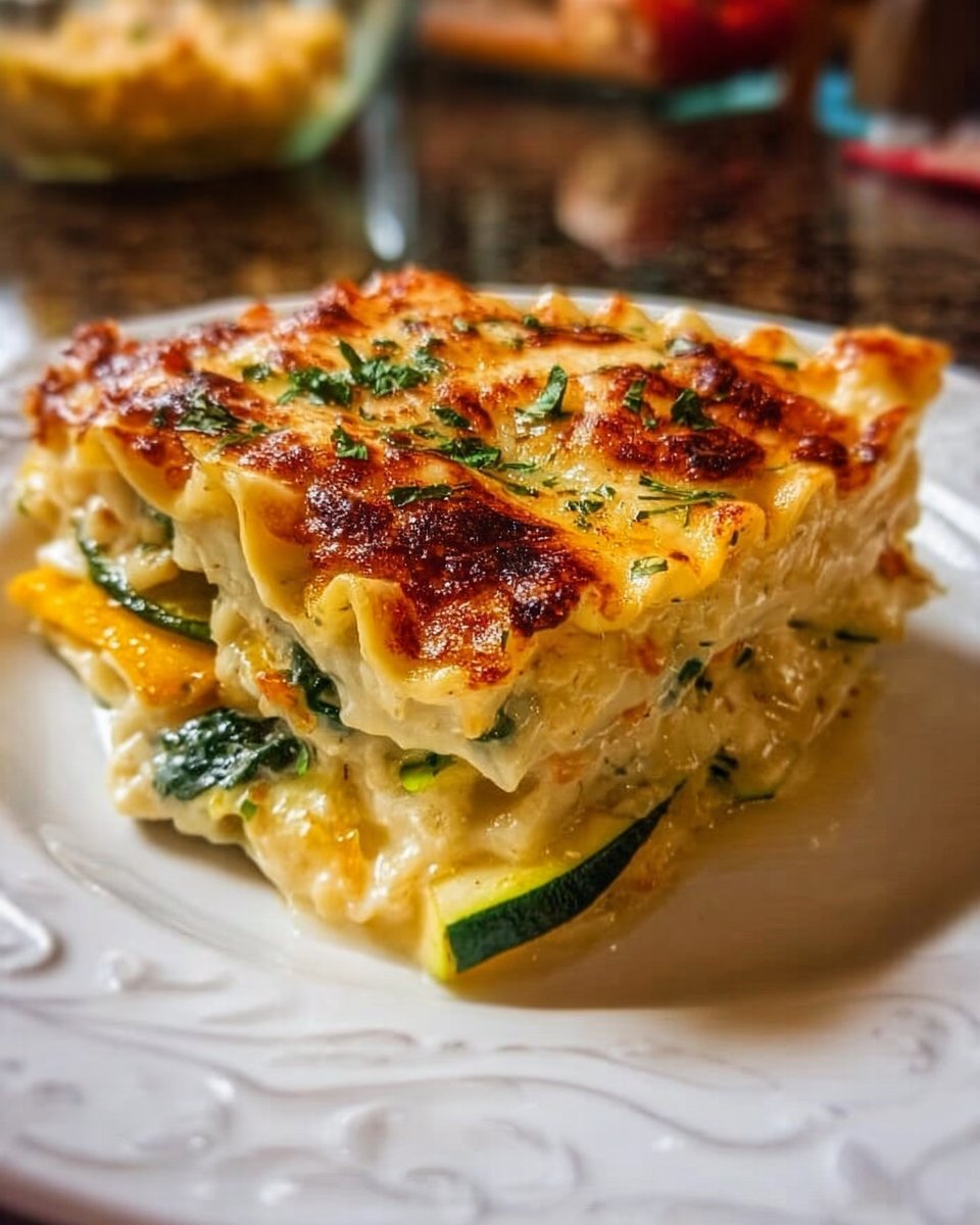 Vegetable Lasagna with Alfredo Sauce