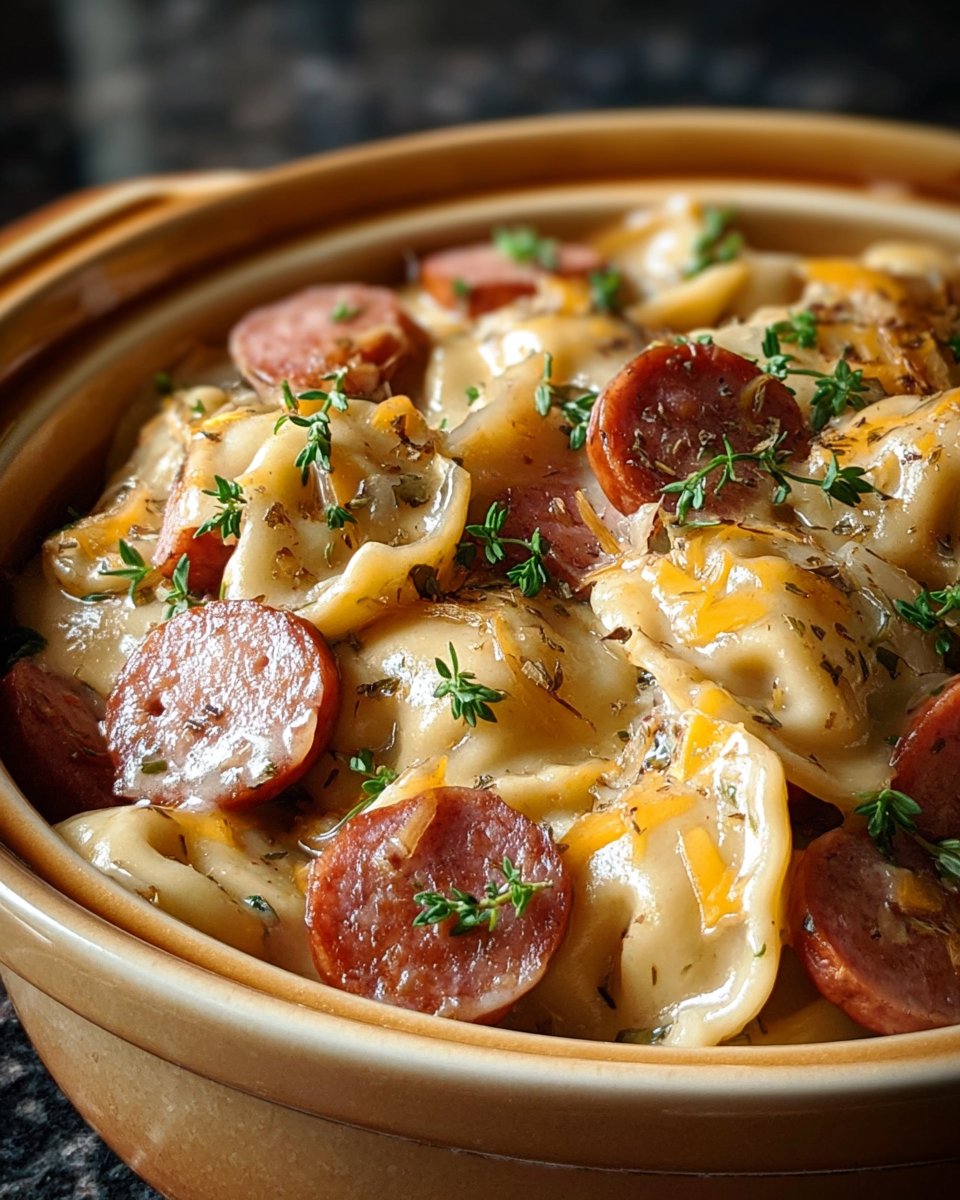 Crockpot Pierogi Casserole with Kielbasa