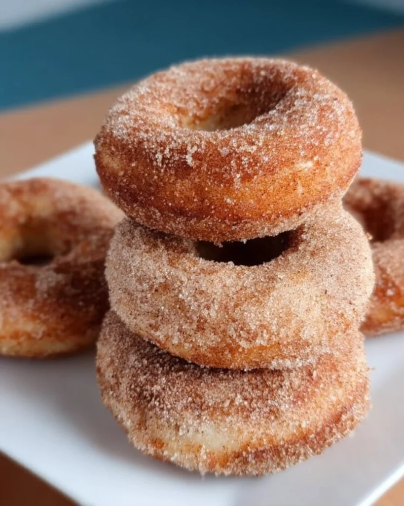 Freshly made Cinnamon Sugar Donuts sprinkled with cinnamon sugar