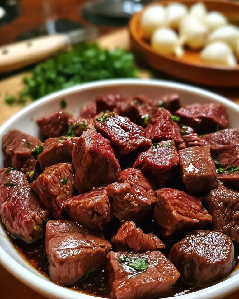 Delicious crockpot steak bites cooked to perfection in a savory sauce