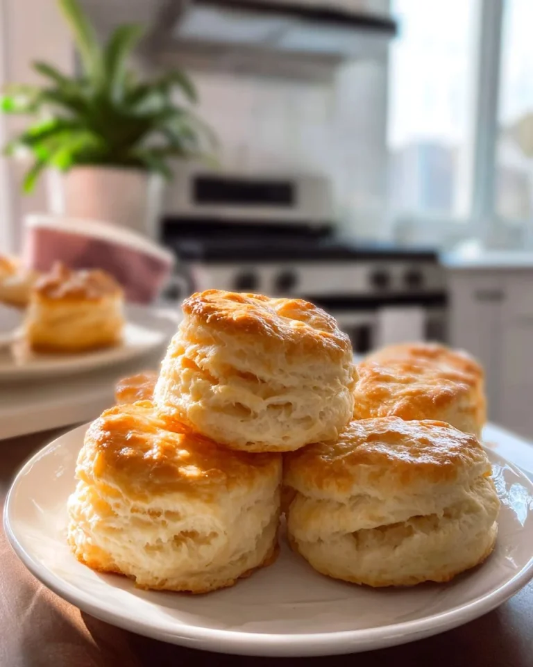Freshly baked homemade biscuits on a wooden table