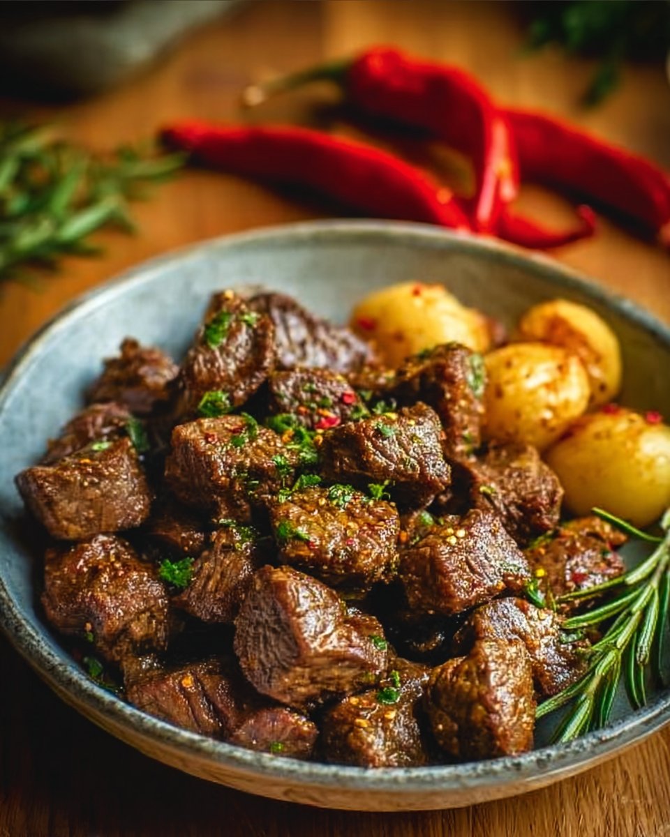 High Protein Slow Cooker Garlic Butter Beef Bites