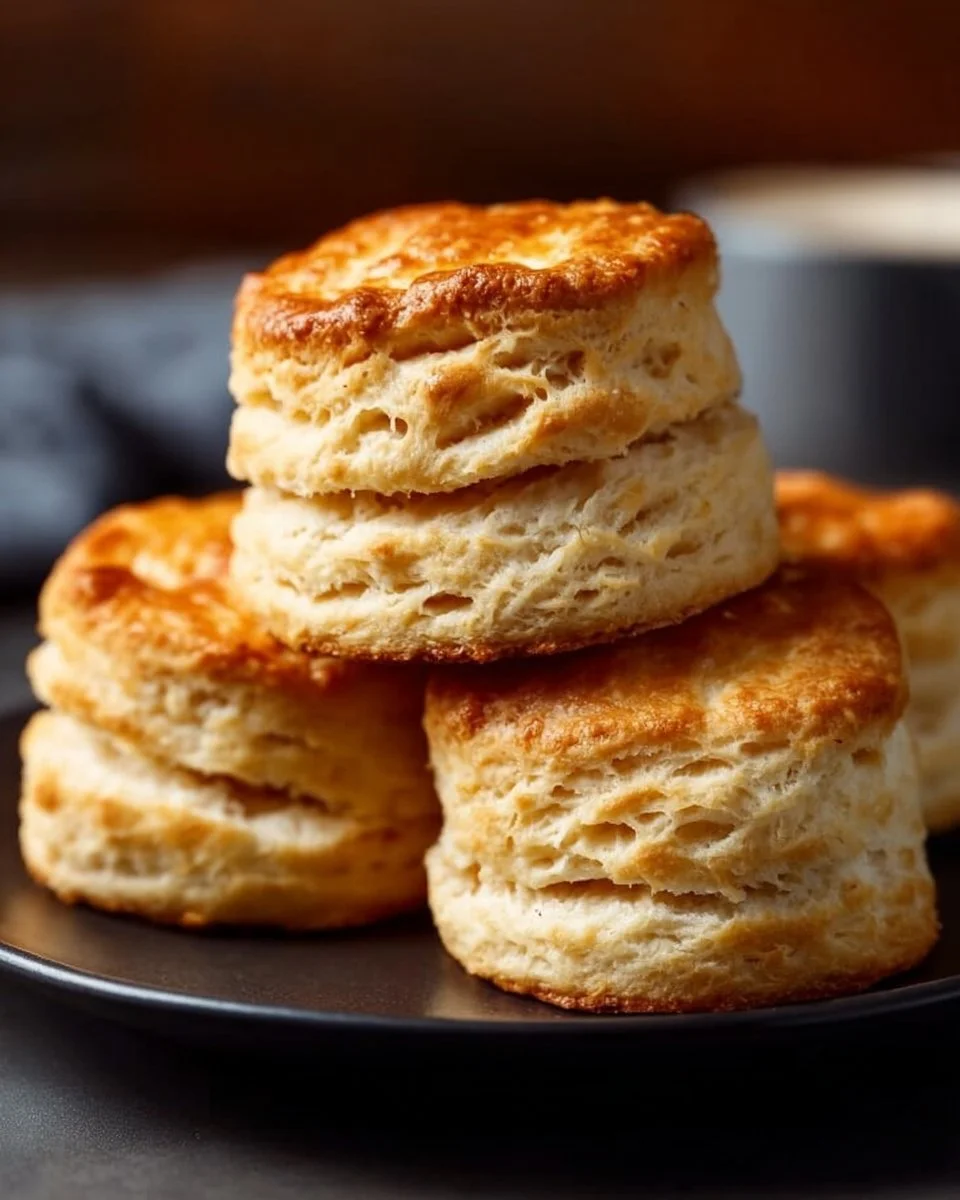 Freshly baked homemade biscuits on a rustic wooden table