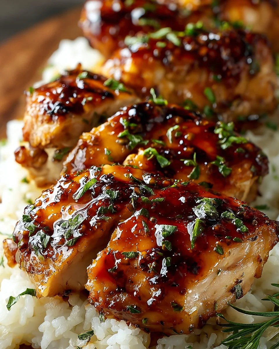 Honey Garlic Chicken Breasts glazed with sweet honey garlic sauce