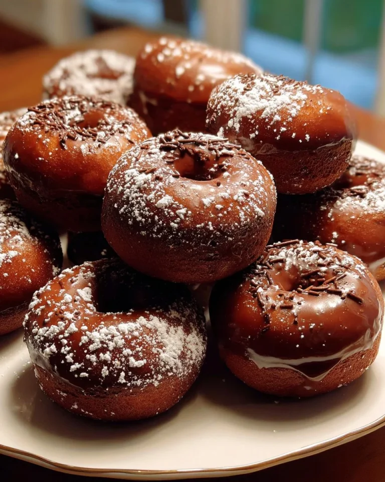 Delicious homemade chocolate cake donuts on a plate