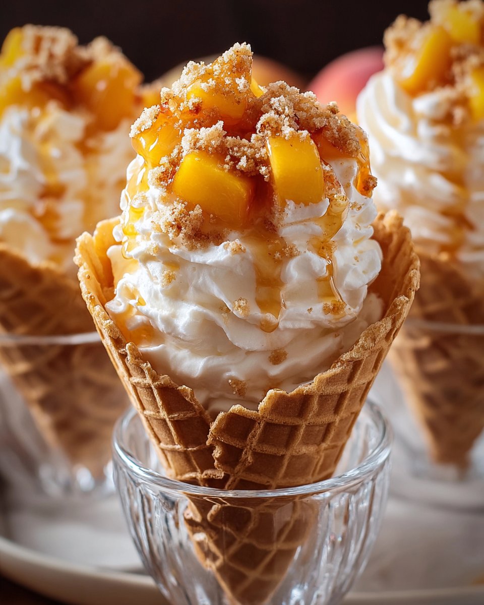 Peach Cobbler Cheesecake Cones: A Fun, Flavorful, and Portable Dessert Delight