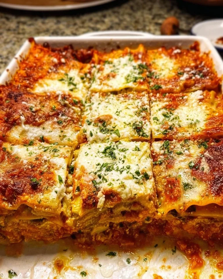 Delicious Mediterranean Lasagna with fresh vegetables and herbs