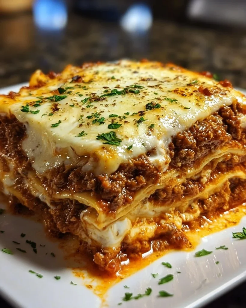 Delicious Million Dollar Lasagna with layers of cheese and sauce