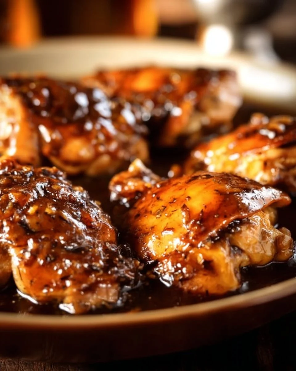 Delicious slow cooker balsamic chicken served with vegetables