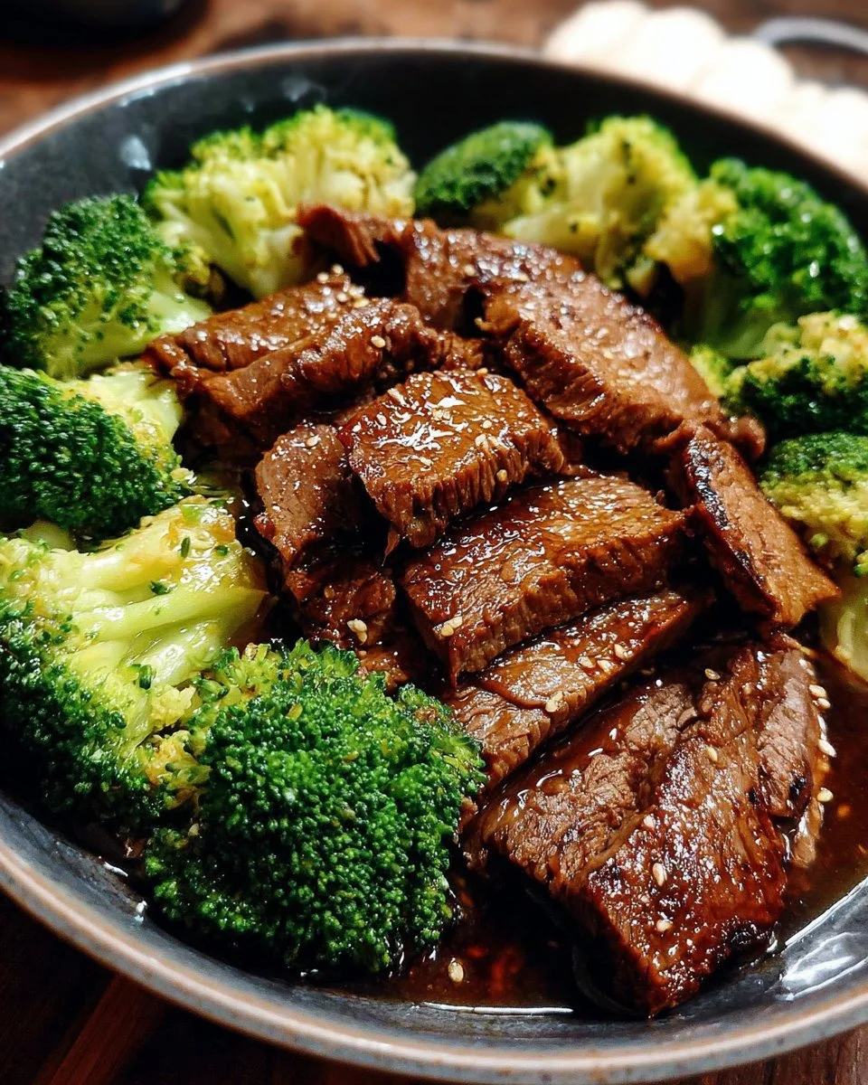 Slow Cooker Beef and Broccoli served with rice