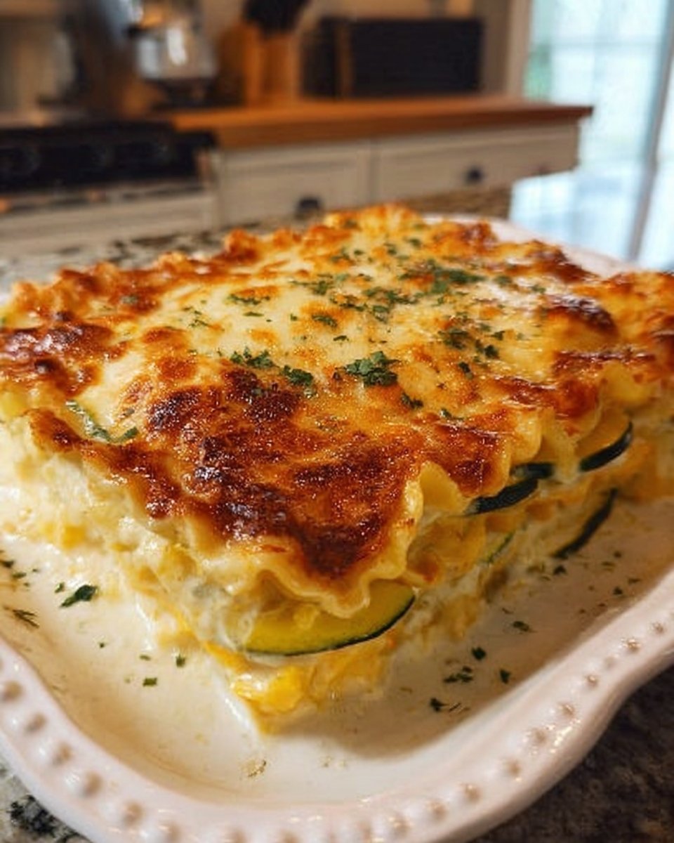 Vegetable Lasagna with Alfredo Sauce