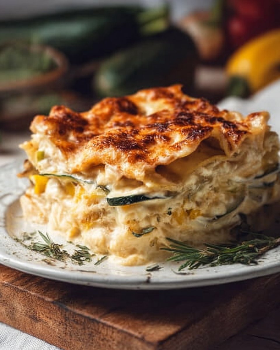 Vegetable Lasagna with Alfredo Sauce