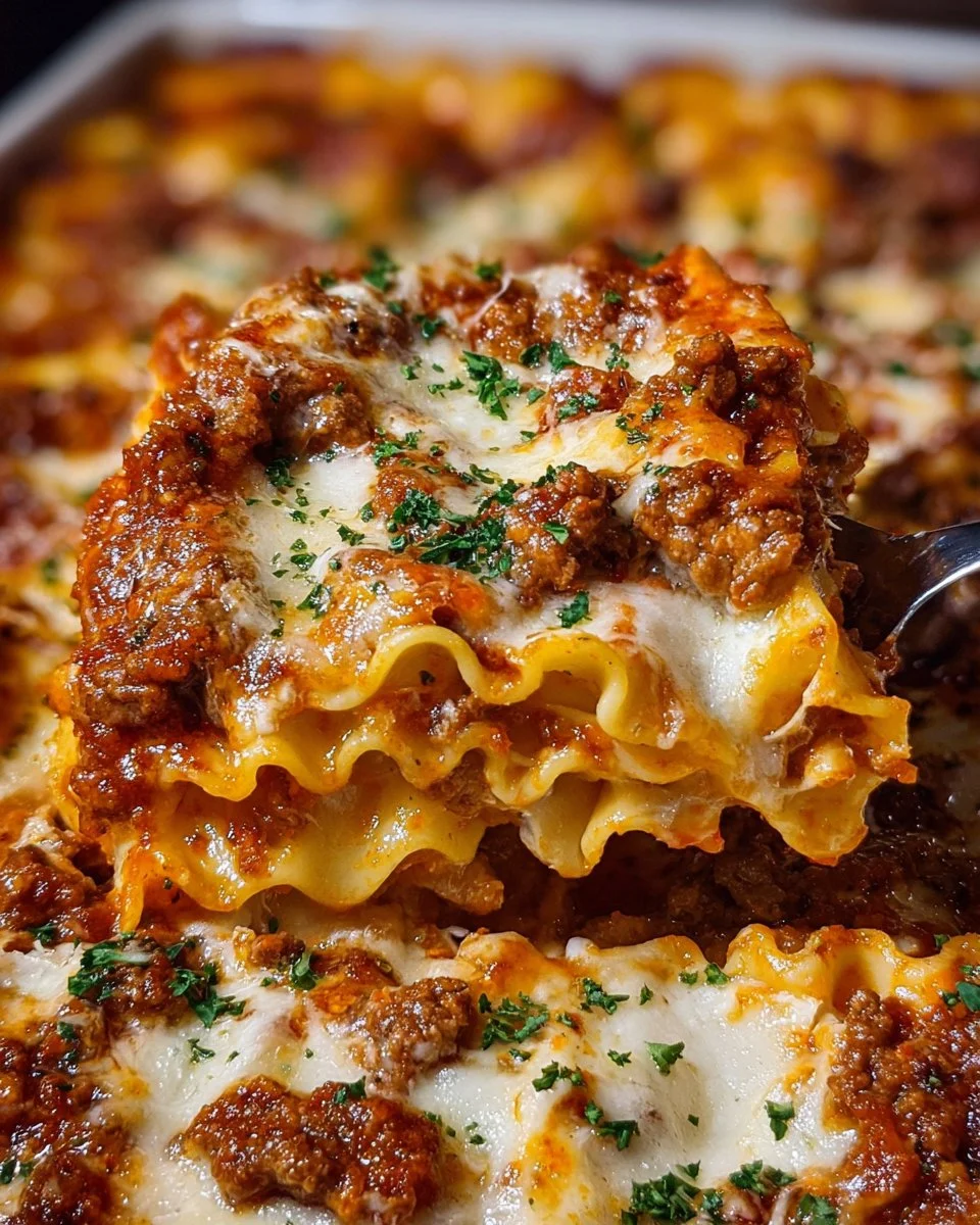 Delicious homemade lasagna served with fresh herbs