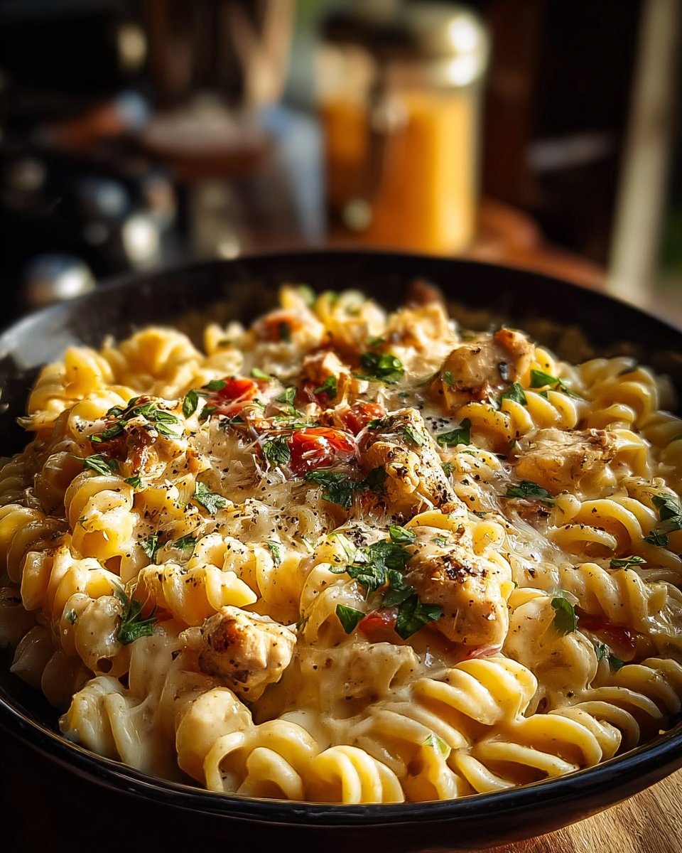 The Best Crockpot Garlic Parmesan Chicken Pasta Recipe