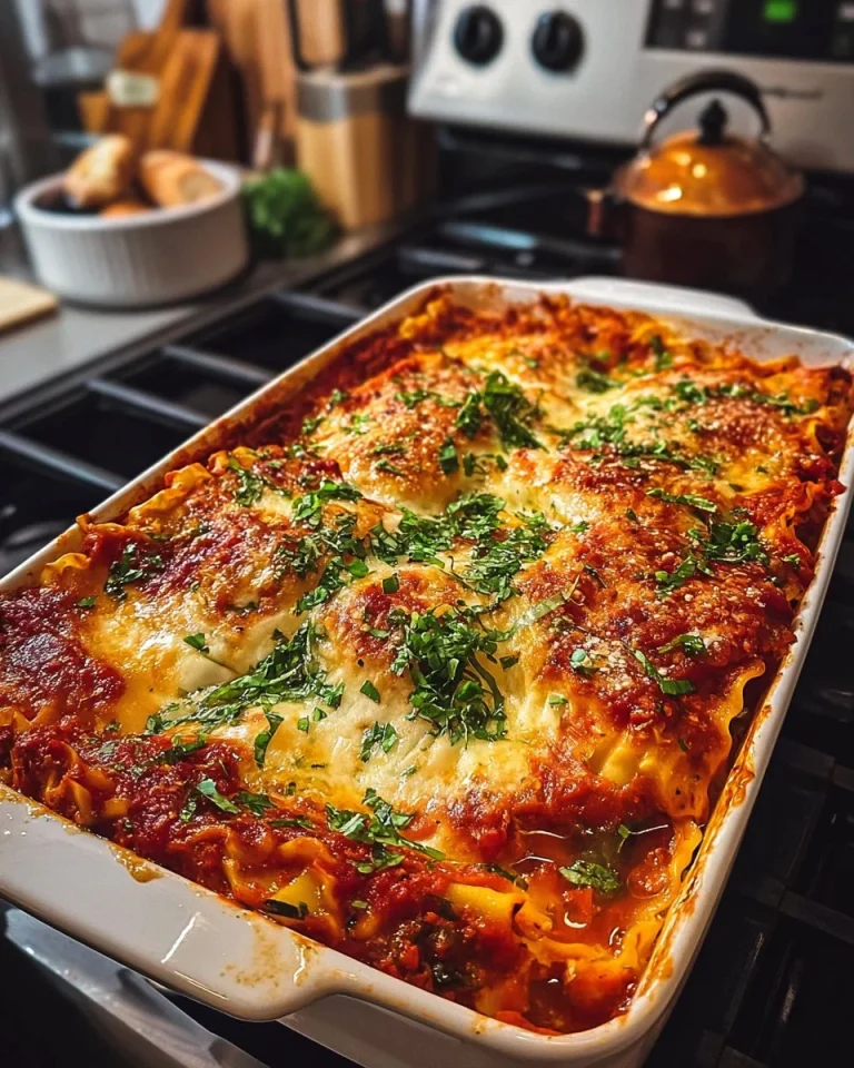 Delicious veggie lasagna layered with fresh vegetables and cheese