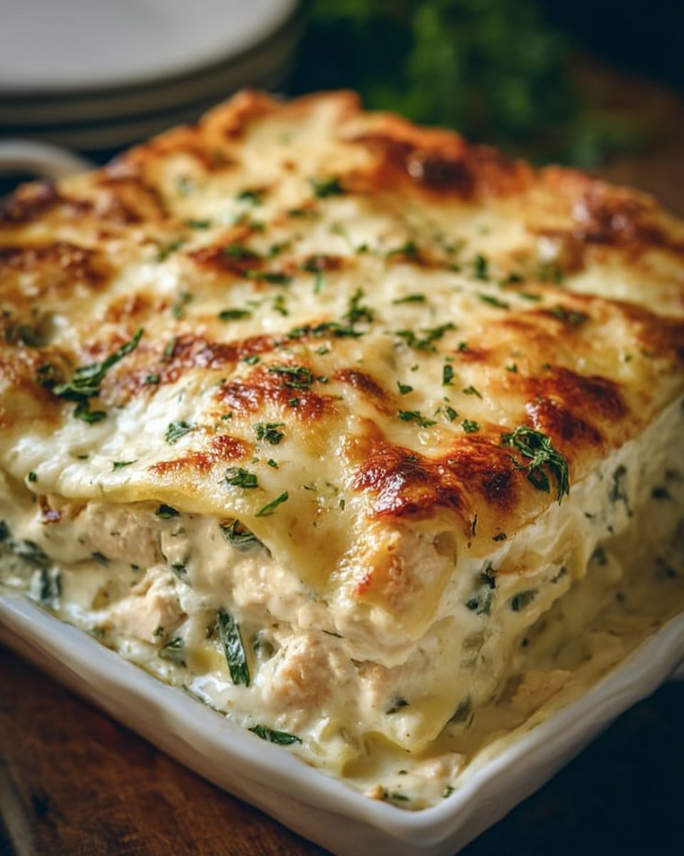Cheesy White Sauce Chicken Lasagna