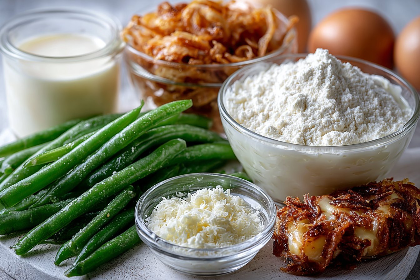 Green Beans with Creamy Sauce and Fried Onions