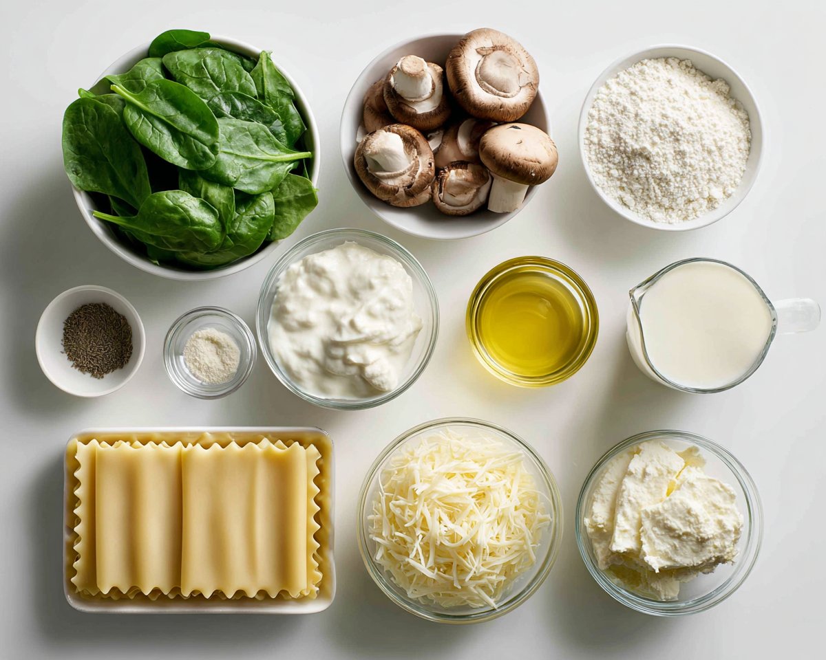 Cheesy Spinach and Mushroom Lasagna