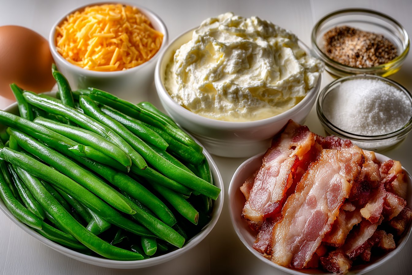 Easy Cheesy Bacon Green Bean Casserole