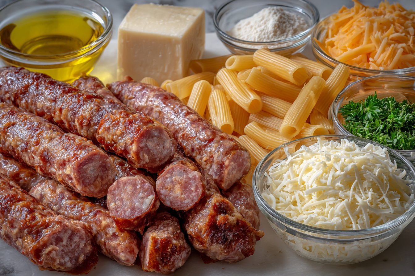 Smoked Beef Sausage & Mozzarella Pasta