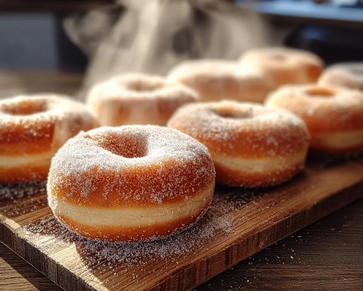 Delicious baked cinnamon sugar donuts on a plate