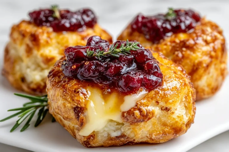 Delicious baked cranberry brie bites on a serving platter