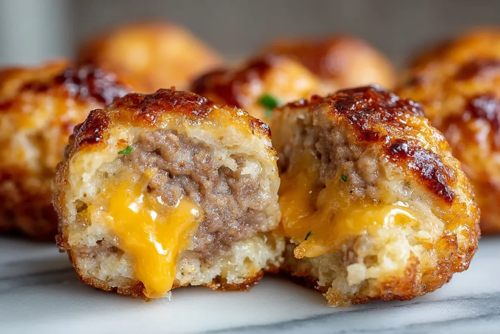 Delicious Bisquick sausage balls served on a platter at a party