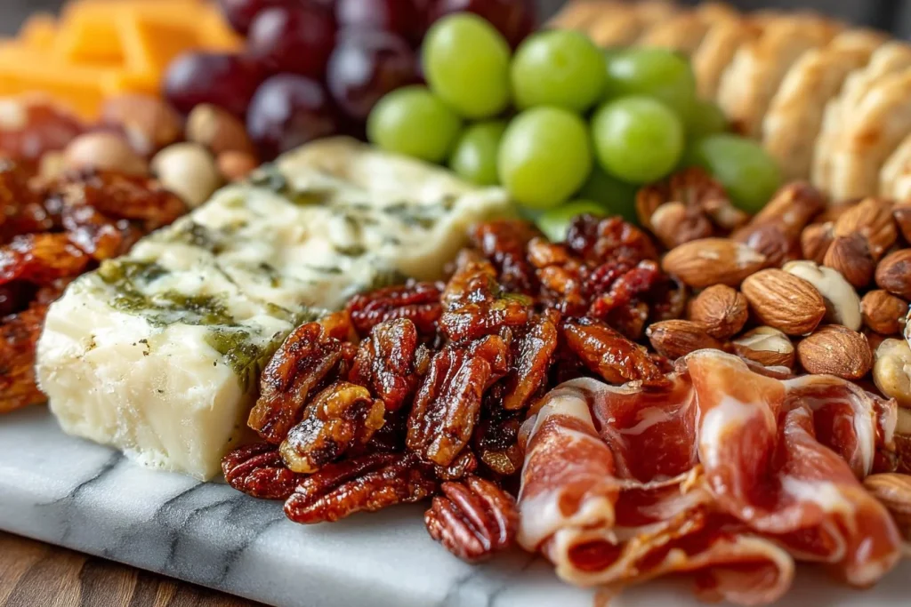 Delicious and colorful charcuterie cups with assorted meats and cheeses