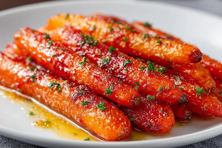 Maple and brown sugar glazed carrots in a serving bowl