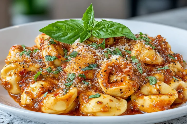 Delicious Marry Me Tortellini dish served with sauce and herbs.