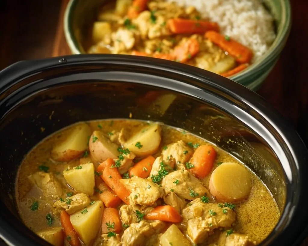 Slow Cooker Coconut Curry Chicken with vibrant spices and creamy texture
