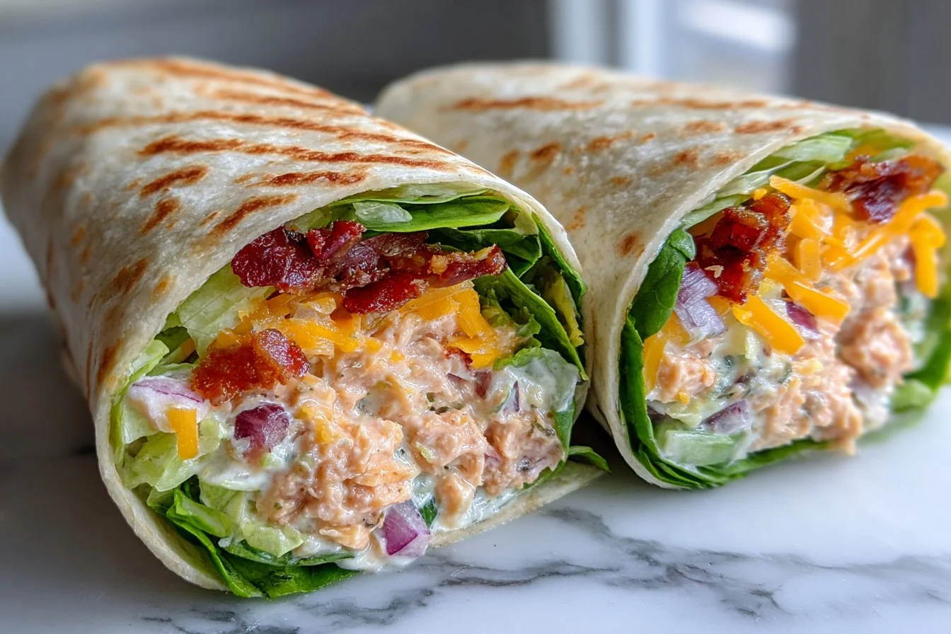 Tuna Melt Wrap featuring savory tuna and melted cheese in a tortilla