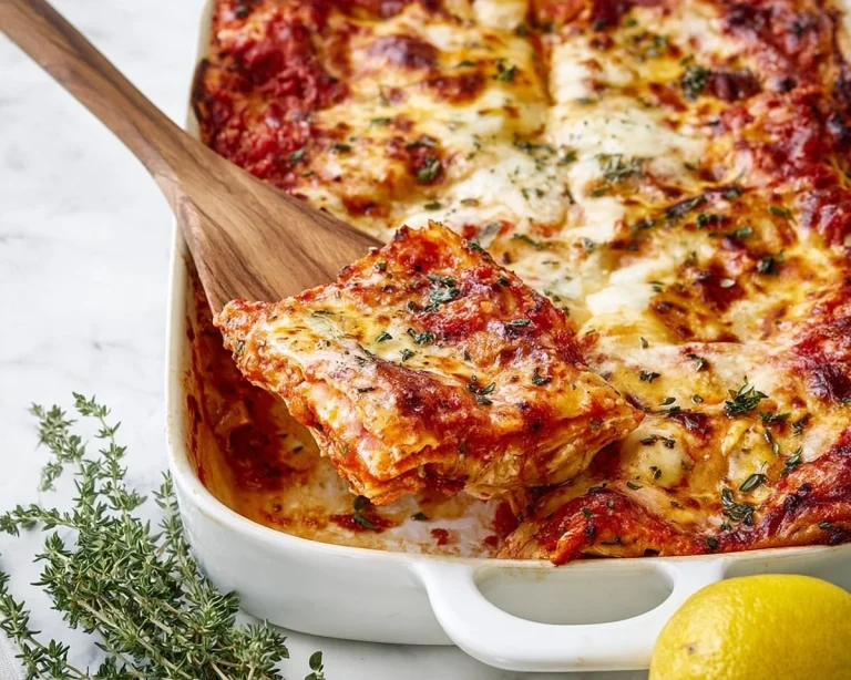 Homemade vegetarian lasagna with ricotta cheese and vegetables