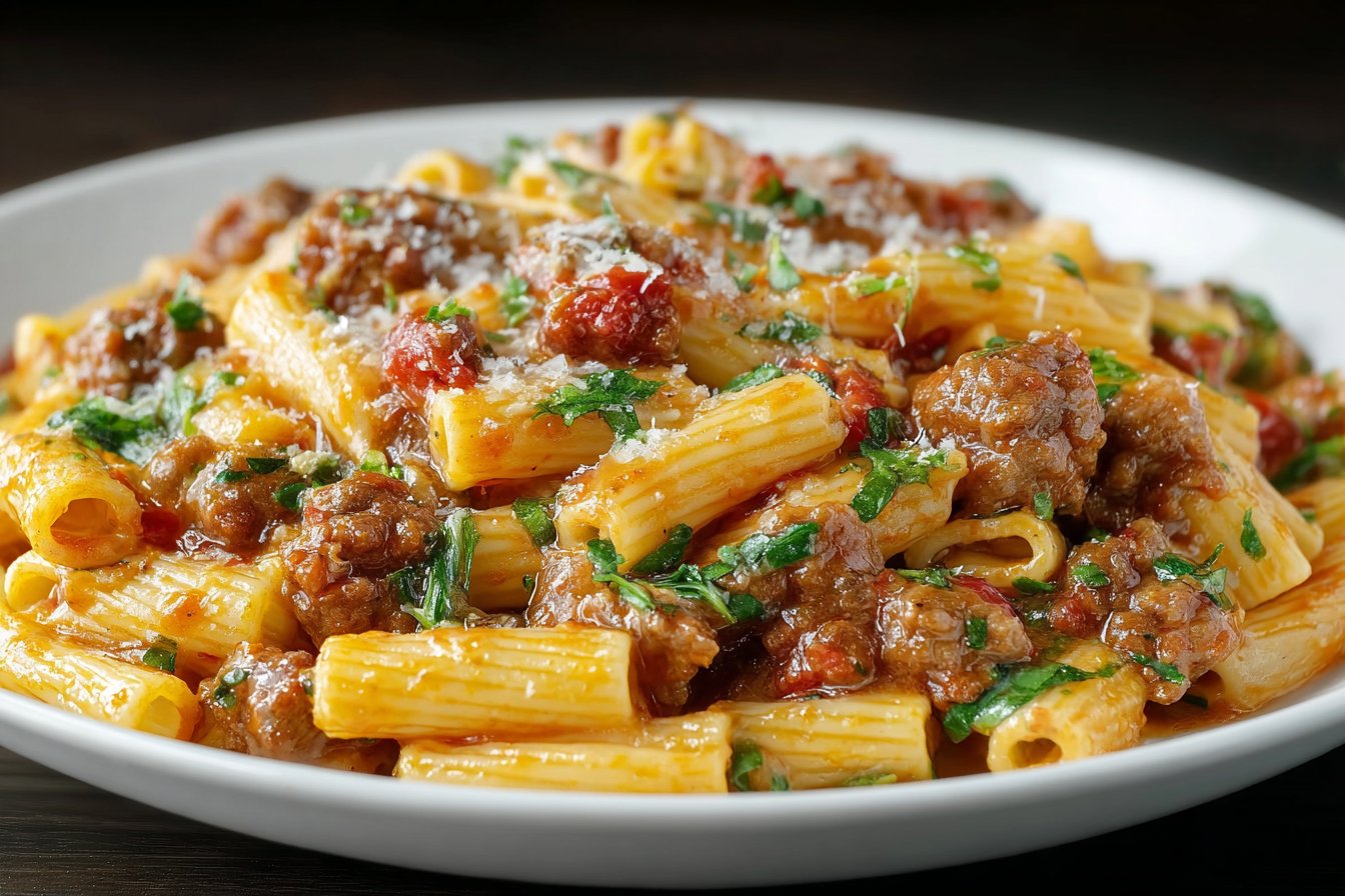 One Pot Cheesy Sausage Pasta