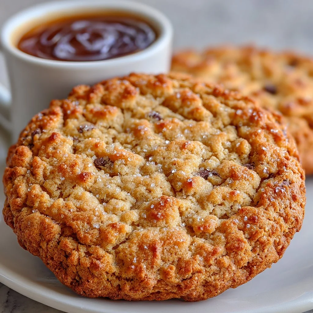 Baked almond flour oatmeal cookies on a cooling rack