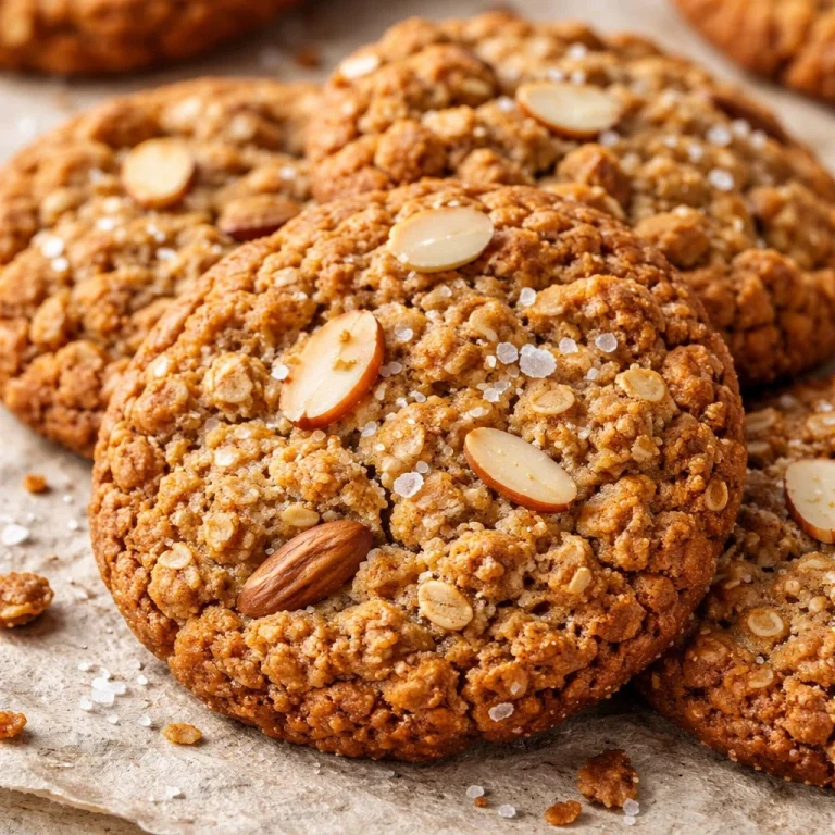 Almond flour oatmeal cookies on a wooden plate