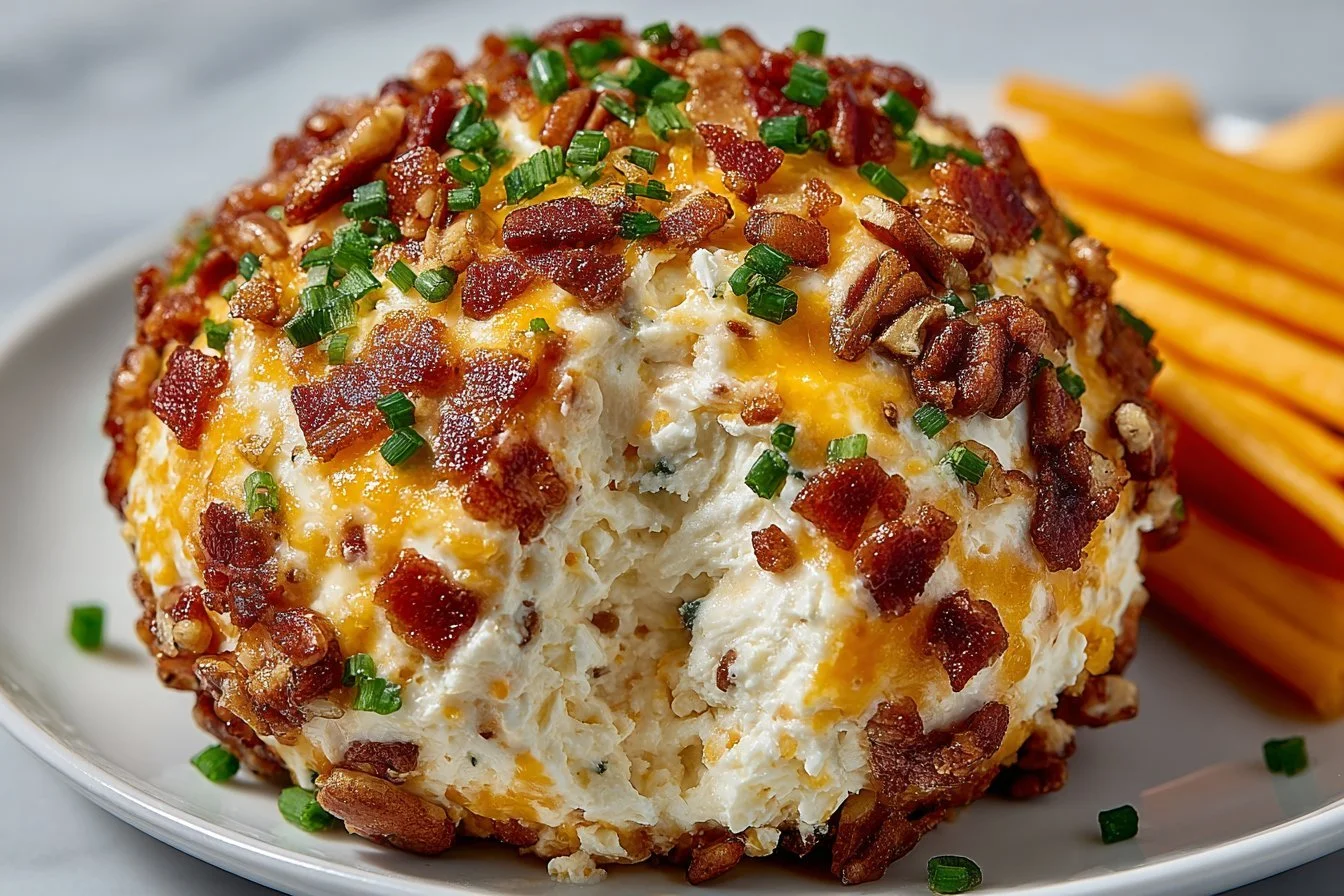 Delicious Bacon Ranch Cheese Ball served as a party dip