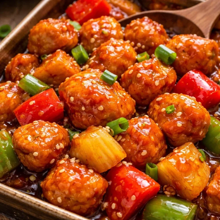 Delicious baked sweet and sour chicken served on a plate