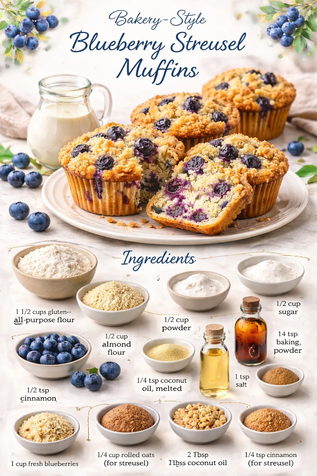 Bakery-Style Blueberry Streusel Muffins